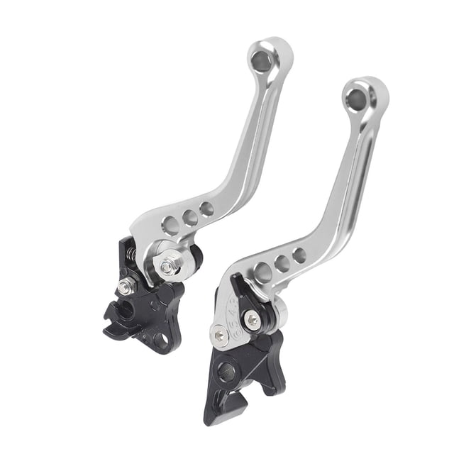 Palanca de freno del embrague: 1 par Universal CNC Motocicleta Manetas de freno del embrague Manija, embrague de aluminio Palancas de freno del tambor 22 mm 7/8" (Color : Plata)