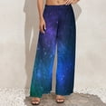 thumbnail image 5 of Colorful Galaxy Pants Elastic Waist Green and Blue Elegant Trousers Streetwear Design Wide Pants, 5 of 6