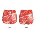 thumbnail image 3 of Fuzoiu Beef Steaks Print Women's Athletic Shorts, Double-Layer Running Shorts with Pocket,Women's Workout Shorts for Yoga, Gym, and Workouts-Large, 3 of 7