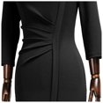 thumbnail image 4 of GRACEART Catholic Church Women Clergy Tab Collar Dress 3/4 Sleeve Ruched Elegant Business Pencil Sheath Dress, 4 of 8