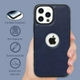 thumbnail image 4 of for iPhone 14 Pro Max Case PU Leather Vegan Slim Logo View Luxury Elegant Classic Screen Protector Protective Phone Case (2022) 6.7" - Blue, 4 of 12