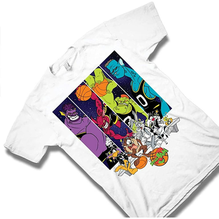 Space Jam Looney Tunes Sz L White Graphic T-Shirt Bugs Monstars Tune Squad  Taz