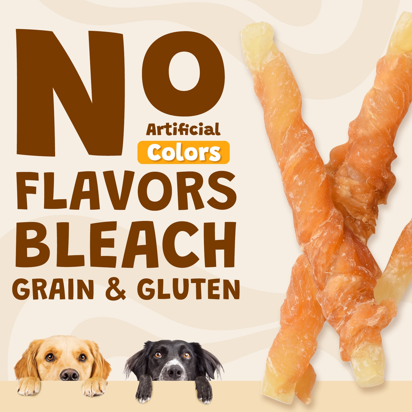 (2 pack) ASMPET Rawhide Free Dog Treats Chicken Jerky Wrap Cod Sticks High Protein Treats for Dogs, Soft Chewy Healthy Natural Treats, 15pcs, 11oz