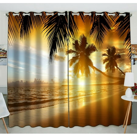Zkgk Beautiful Sunset Window Curtain Drapery Panels Treatment For