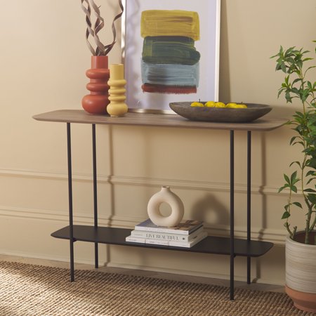 Safavieh Kayleigh Modern Wood and Metal Console Table Light Gray Oak/Matte Black