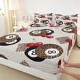 thumbnail image 4 of Castle Fairy Vintage Cheetah Print Billiard Bed Sheets 4-Piece, Red Cherry Full Size Sheets, Black Red Brown,1 Fitted Sheet, 1 Flat Sheet and 2 Pillowcases, 4 of 6