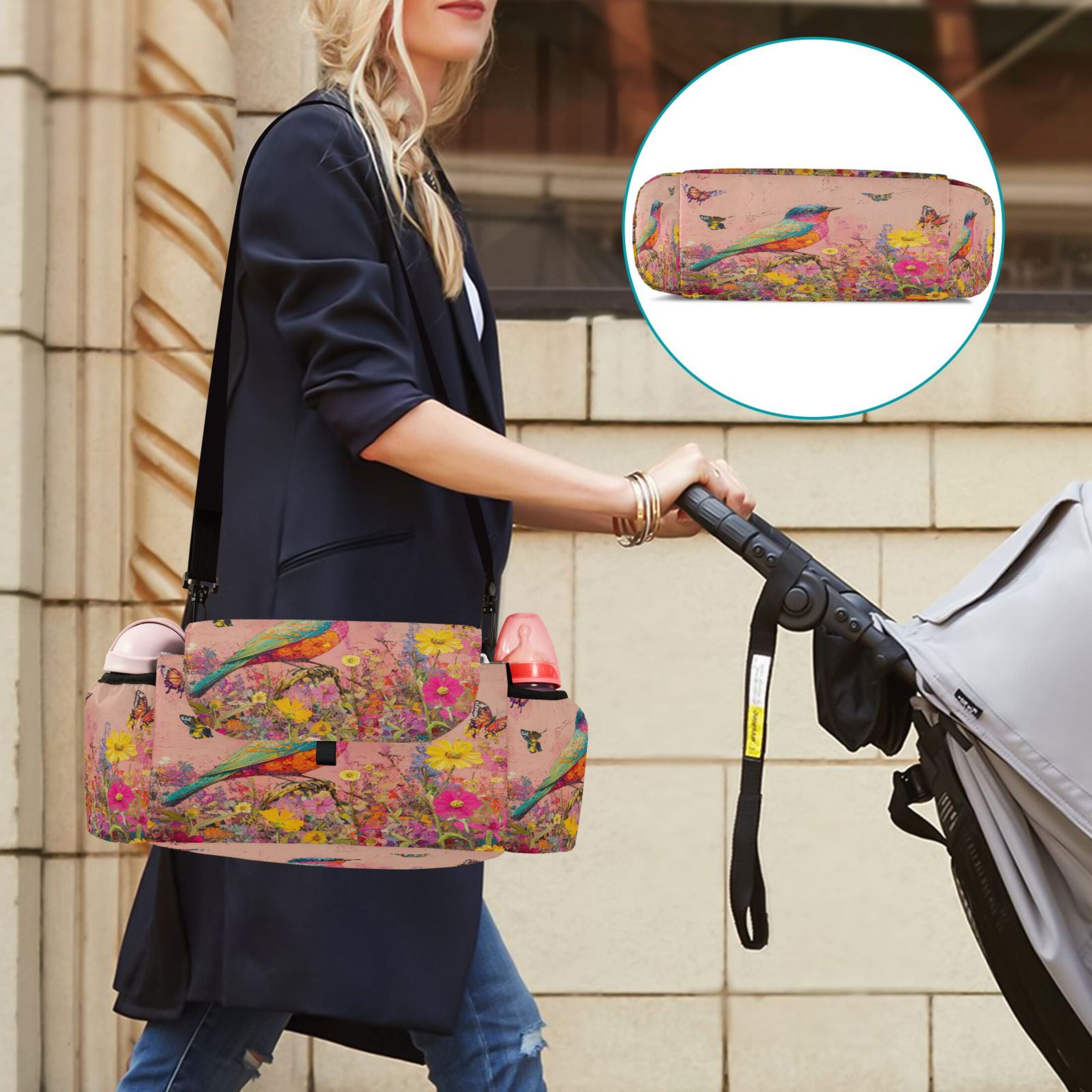 DIXRUYEE Stroller Organizer Vivid Melody Of Nature's Palette Printed