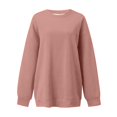 thumbnail image 1 of Womens Sweatshirts Oversized Fall Basic Solid Color Sweatshirt Crewneck Long Sleeve Casual Top Drop Shoulder Design Chandail Femme Rose Gold M, 1 of 3