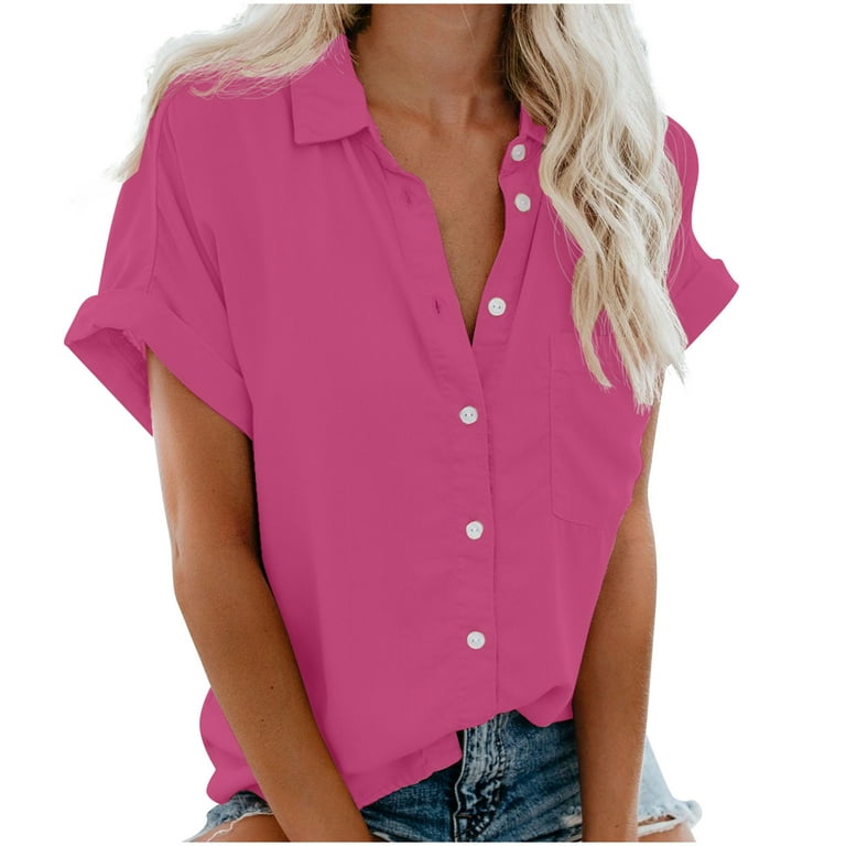 tklpehg Summer Shirts for Women Short Sleeve Loose Trendy Comfy