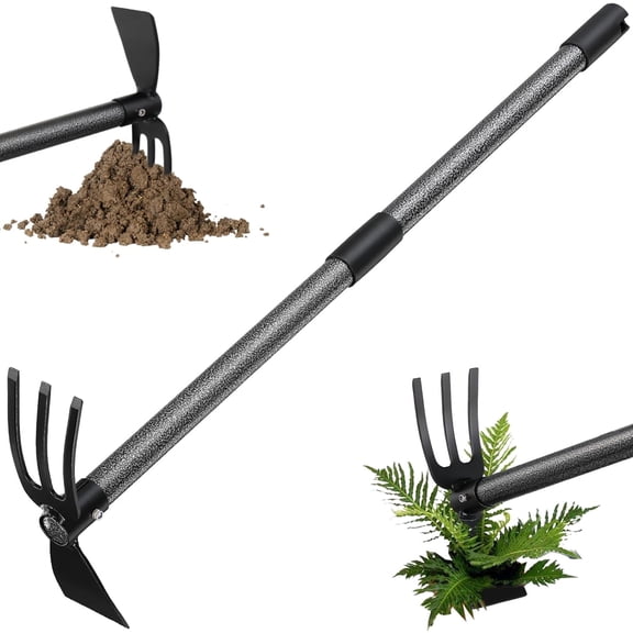 BsBsBest Weeding Tool, Hoe Cultivator 2 in 1 Garden Tools, 31 inch Weeder Hand Tiller Weeding Rake for Yard Lawn Gardening Digging Planting