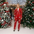 thumbnail image 2 of Drtj Women's Christmas Santa Claus Printed 2-Piece Suit Set, Festive Blazer & Pants Outfit, 9 Colors for Holiday Celebrations, 2 of 5
