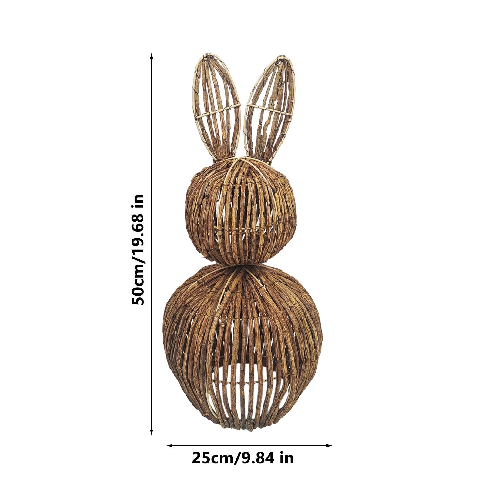DagobertNiko Easter Natural Rattan Hand-Woven Bunny Easter Woven Basket Pastorals Decoration
