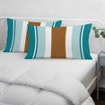 thumbnail image 4 of Modern Brown Teal Throw Pillow Cover, Pillowcase Protectors with Zipper, Breathable Decorative Lumbar Pillow Case Cover, Boho Contemporary Geometric Striped Pillow Shams for Couch Sofa 12x20Inch, 4 of 8
