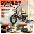 thumbnail image 6 of Kickwey 1500W Peak Dual 2 Seater Electric Bike for Adults, 20'' Fat Tire eBike, 48V 20AH Removable Battery, 28MPH Commuter City Bicycle, UL2849, 6 of 10