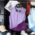 thumbnail image 2 of Girls Athletic Sets Summer Sleeveless Shorts, Toddler Kids Outfit Set 2 Piece Cool Feeling, Purple Size 3-4 Years, 2 of 6