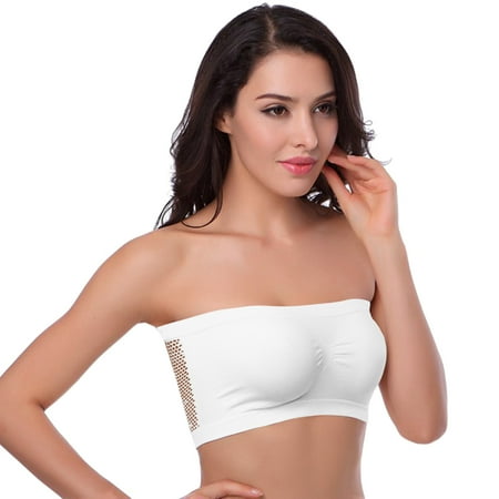 

Womens Non Padded Bandeau Bra Wire Free Strapless Convertible Bralettes Basic Layer Tube Top Bra