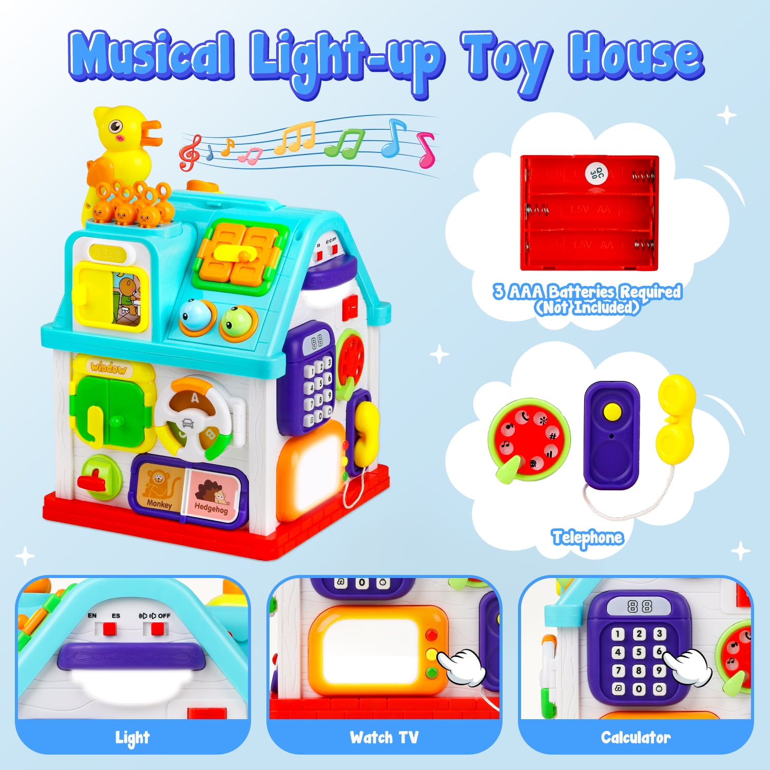Beefunni Montessori Toddler Toy – Educational Musical Learning House for Boys & Girls, Baby Toys 6–12 Months, 1 Year Old Toys, Early Learning Activity Cube, Bilingual Kids Toy, Sensory Toys
