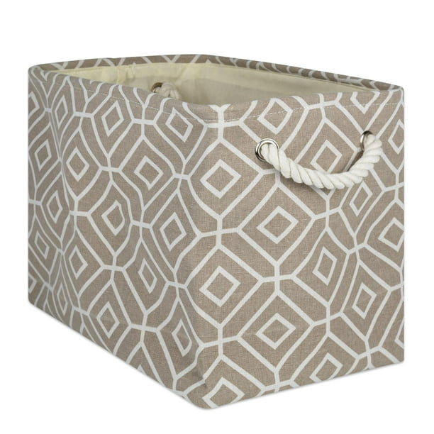 DII Collapsible Polyester Storage Basket Or Bin with Durable Cotton Handles, Home Organizer Solution for Office, Bedroom Closet, Toys, and Laundry, Medium-16x10x12, Stained Glass Navy