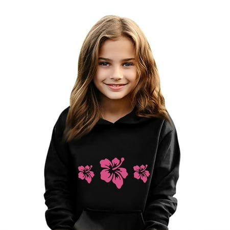 

ZKIRBJV Boys Pink Palm Puff Hoodie Soft Fleece Everything Comes In Waves Graphic Hoodies Long Sleeve Winter Sweatshirt for Children Casual Hooded Pullover Clothes with Pockets Black 7-8Years