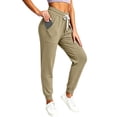 thumbnail image 2 of Womens Workout Sweatpants Drawstring Elastic Waist Jogger Pants with Pockets Gym Casual Khaki S, 2 of 9