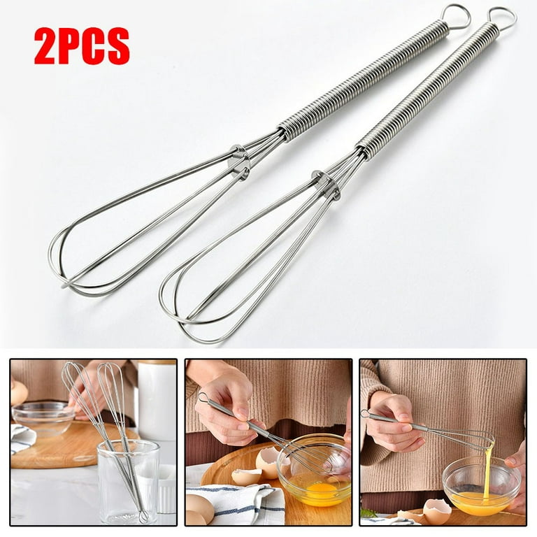Fule Wire Whisks,Set of 2 Portable Stainless Steel Kitchen Tiny Whisk and  Egg Beater with Thick Wire - Sturdy Small Mixing Balloon,Whisks for Cooking