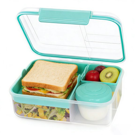 GARITIN Bento Box, Adult Lunch Bento Box, Plastic Lunch Box with Handle to Go, Lunch Containers for Adults, Portable Lunch Containers, Food Box Suit for Work Picnic Travel( 1.65 L )