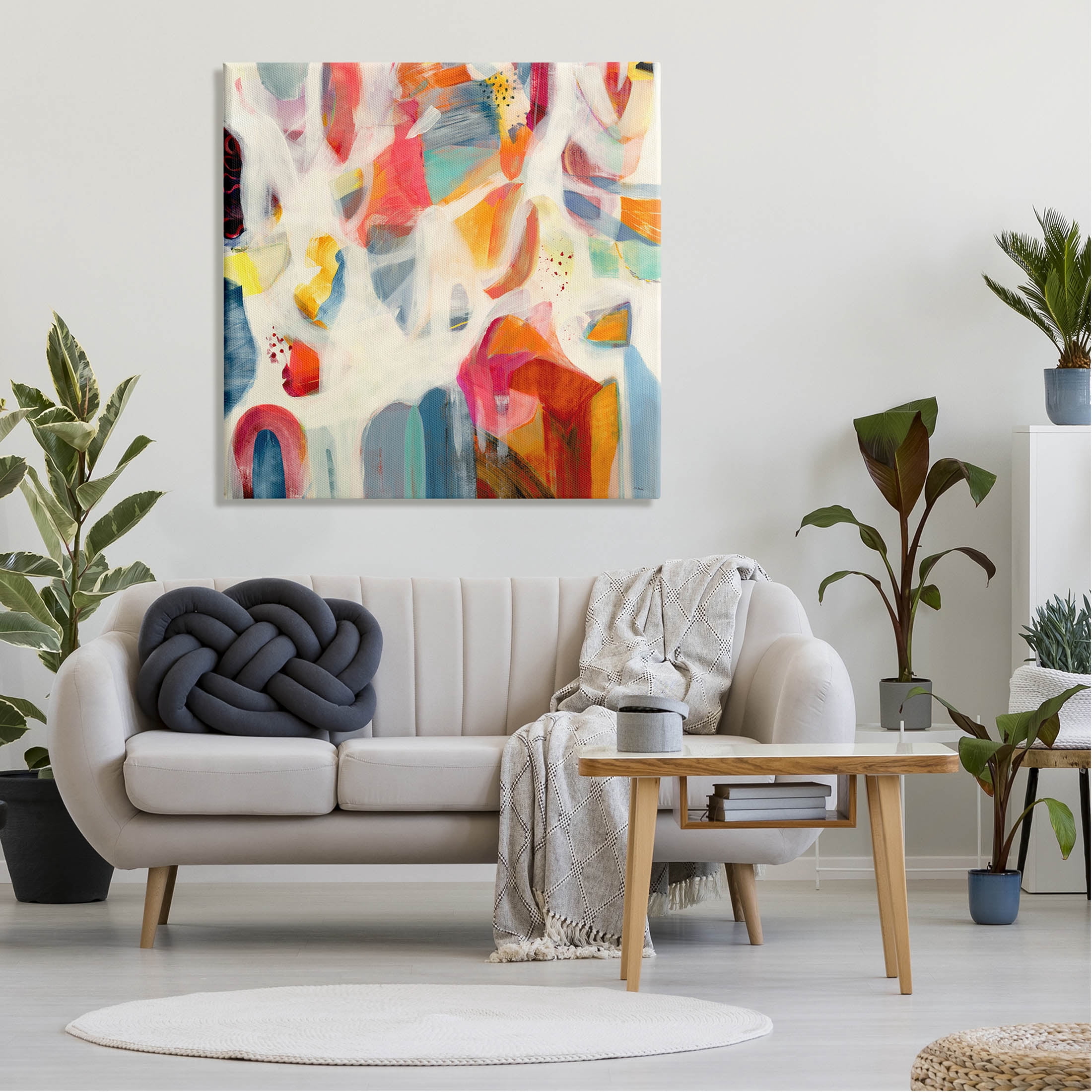 Modern Mixed Shapes Assortment Abstract Painting Gallery Wrapped Canvas Print Wall Art