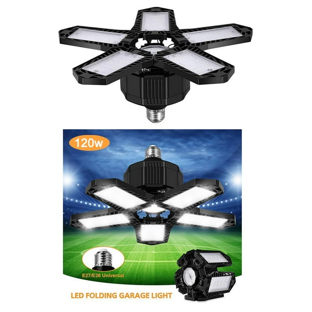 Luces LED de cochera, luces deformables de cochera de 80/100/120W, luces de tejado de cochera de 6500K, luces de tienda de accesorios de iluminación para Negro 120w Salvador Techo de la bombilla del garaje