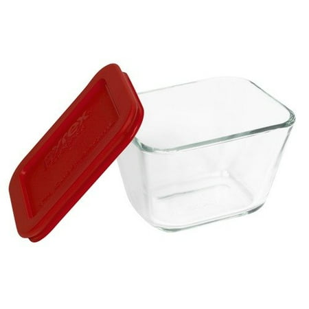 Pyrex Storage Plus 1.875-Cup Rectangular Storage Dish with Red Plastic Cover