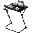 thumbnail image 1 of Mesa Plegable Rectangular Ajustable con Soporte para Tazas, Negro, 20.8"W x 14.7"D 19.21"H/23.82"H/25.79"H/27.8"H, Ahorro de Espacio, Alma, para Hogar u Oficina, 1 of 9