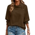thumbnail image 5 of Otntypg Womens Asymmetrical Button Mock Neck Sweatshirt Lightweight Casual Fall Long Sleeve Basic Solid Color Atheltic Sweatshirts Trendy Oversized Cozy Pullover Tops, 5 of 9