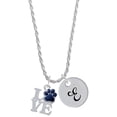 thumbnail image 1 of Delight Jewelry Silvertone Love with Navy Blue Paw Silvertone Script Initial Disc - E - Charm Necklace, 20"+3", 1 of 4