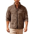 thumbnail image 2 of Polar Fleece Jacket Men Fall Winter Long Sleeve Loose Casual Stand Collar Zip Up Jackets with Pockets Fuzzy Coat Outerwear, 2 of 7