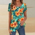 thumbnail image 2 of DeHolifer Womens Tops Summer Casual Floral Printed Crewneck Button Up Pleated Lightweight Loose T-Shirts Green XL, 2 of 6