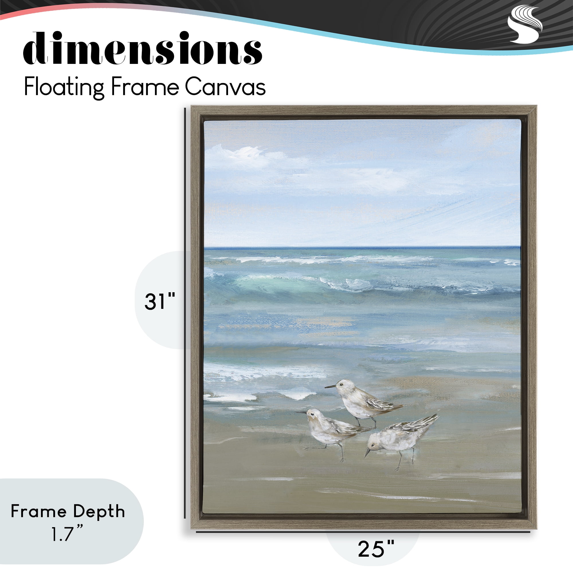 Stupell Industries Sanderlings on Gentle Waves Brown Framed Floater Canvas Wall Art, design by Nan