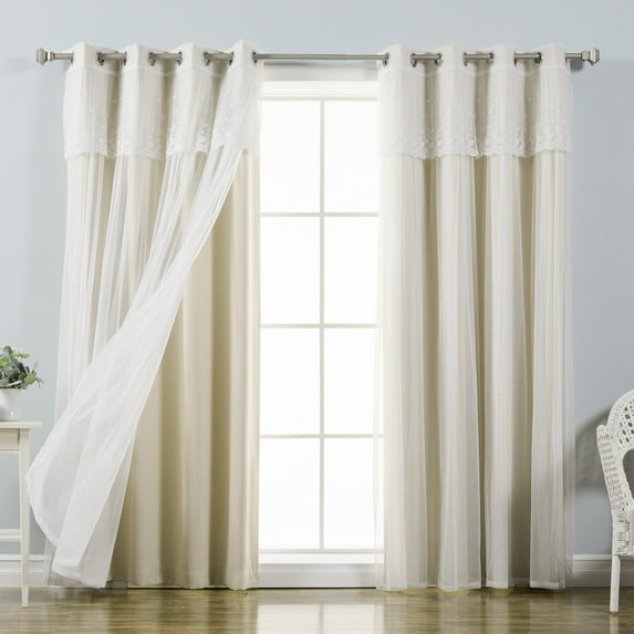 Best Home Fashion Tende oscuranti in tulle con motivo a stella, 132 cm di larghezza x 213 cm, colore rosa polveroso