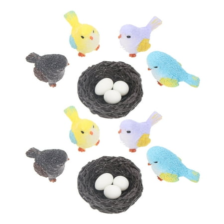 Assorted Color Resin Miniature Birds for Decoration Perfect for Outdoor and Garden 2 Set