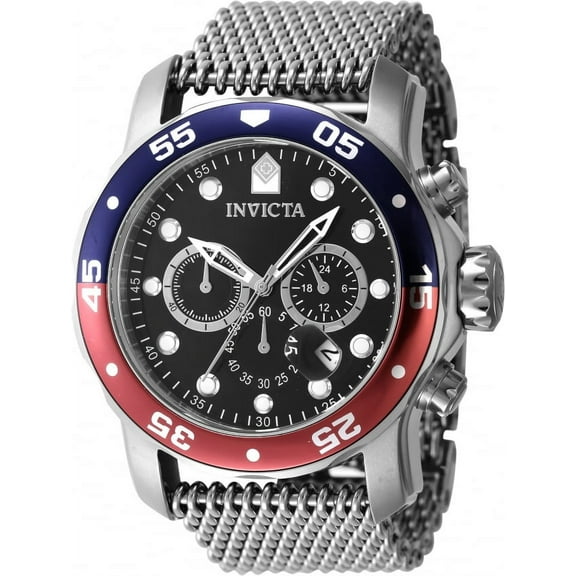 Invicta Pro Diver Chronograph GMT Quartz Black Dial Pepsi Bezel Men's Watch 47630