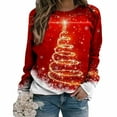 thumbnail image 6 of asdoklhq Clearance Plus Size Christmas Clothing,Women's Tops Christmas Print Round Neck Sweater Loose Blouse Hoodless Sweatshirt, 6 of 6
