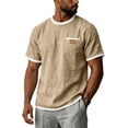 thumbnail image 2 of CCRFTGI Mens Shirts Big and Tall Short Sleeve Crew Neck T-Shirts Summer Athletic Lightweight Tee Shirts for Men with Pocket Khaki M, 2 of 7