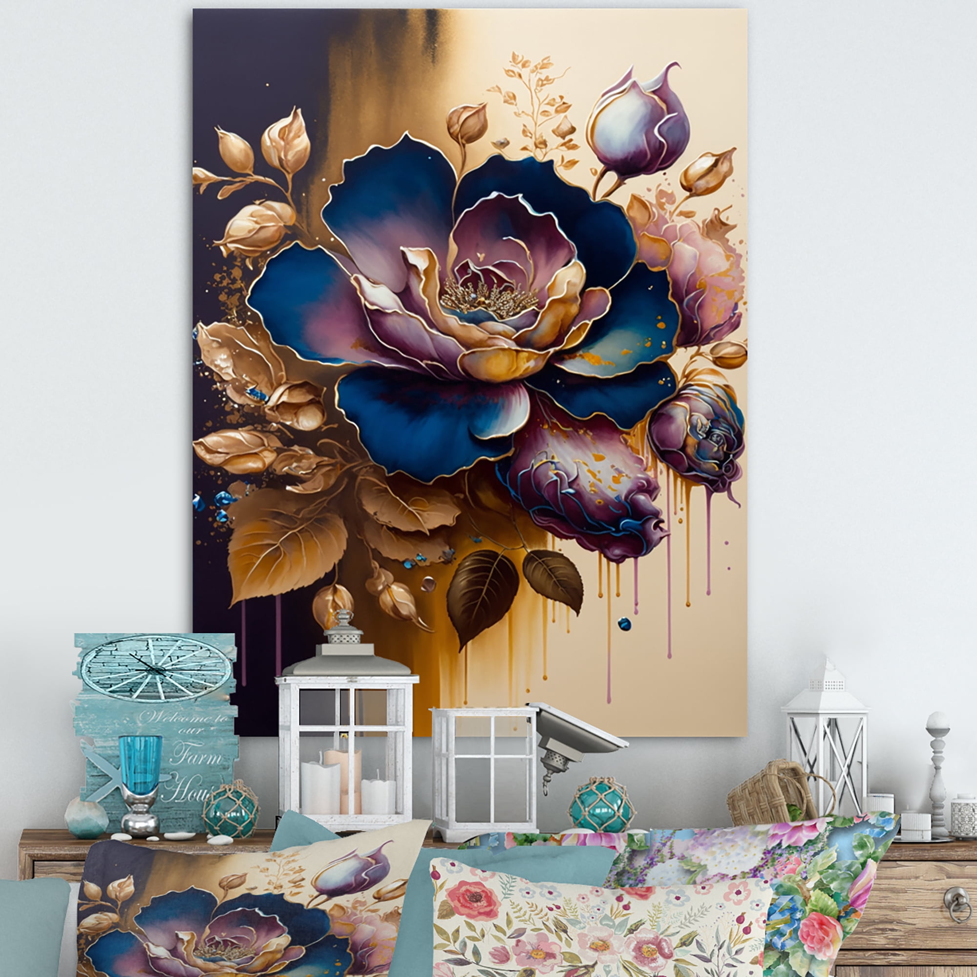 Designart Night Shade Rose Design IV Canvas Wall Art