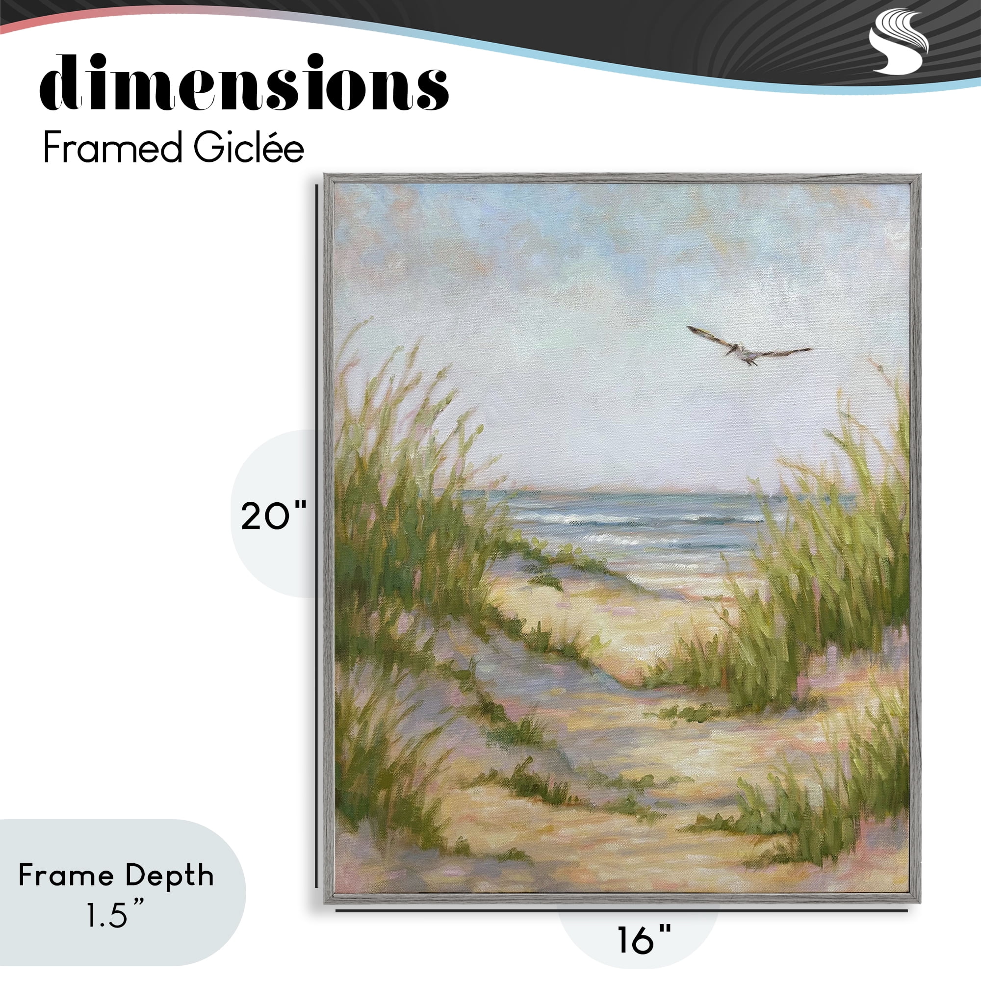 Stupell Industries Peaceful Beach Sand Dunes Gray Framed Giclee Art, design by Linda Sperruzzi