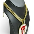 thumbnail image 2 of Phillies Fan Chain Necklace – 24" Iced Out Cuban Link – Red “P” Pendant Philadelphia– Gold, 2 of 3