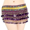 thumbnail image 3 of Segolike Women Belly Dance Skirt Shiny Hip Scarf Wrap for Festival Tango Themed Party Violet, 3 of 8