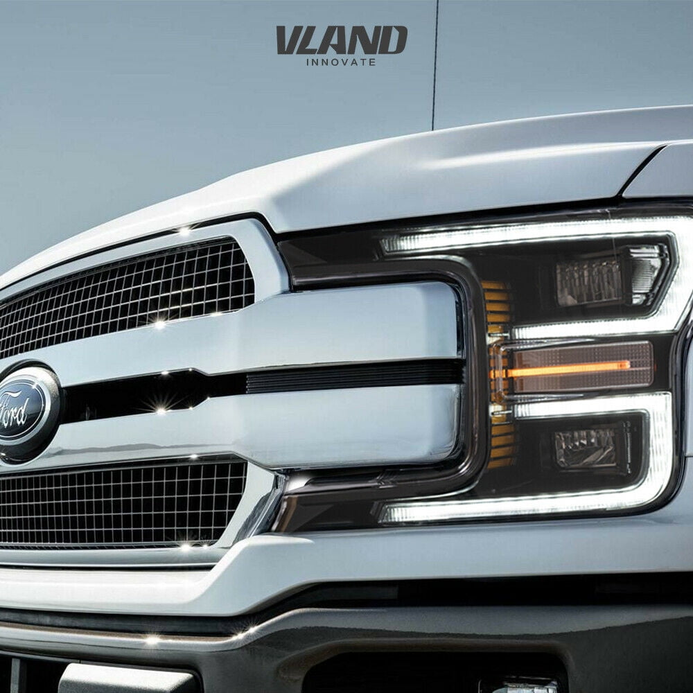 Buy VL Black LED Headlights for Ford F-150 2018-2020 LED DRL Projector