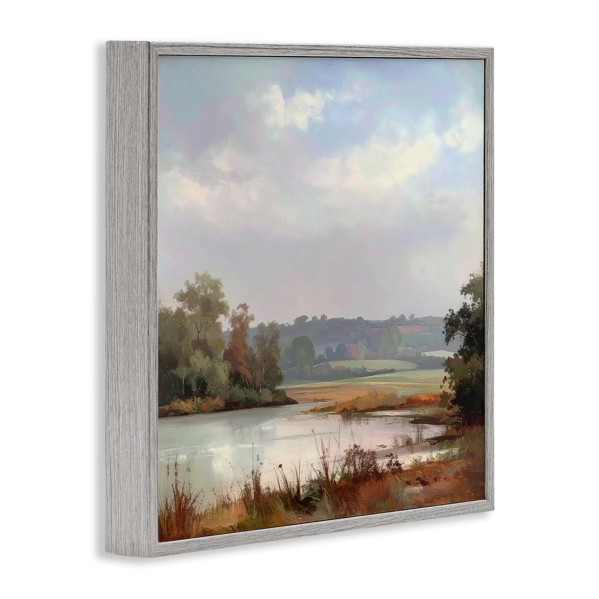 Stupell Industries Riverside Grove Scenery Gray Framed Giclee Art, design by Alonza Saunders