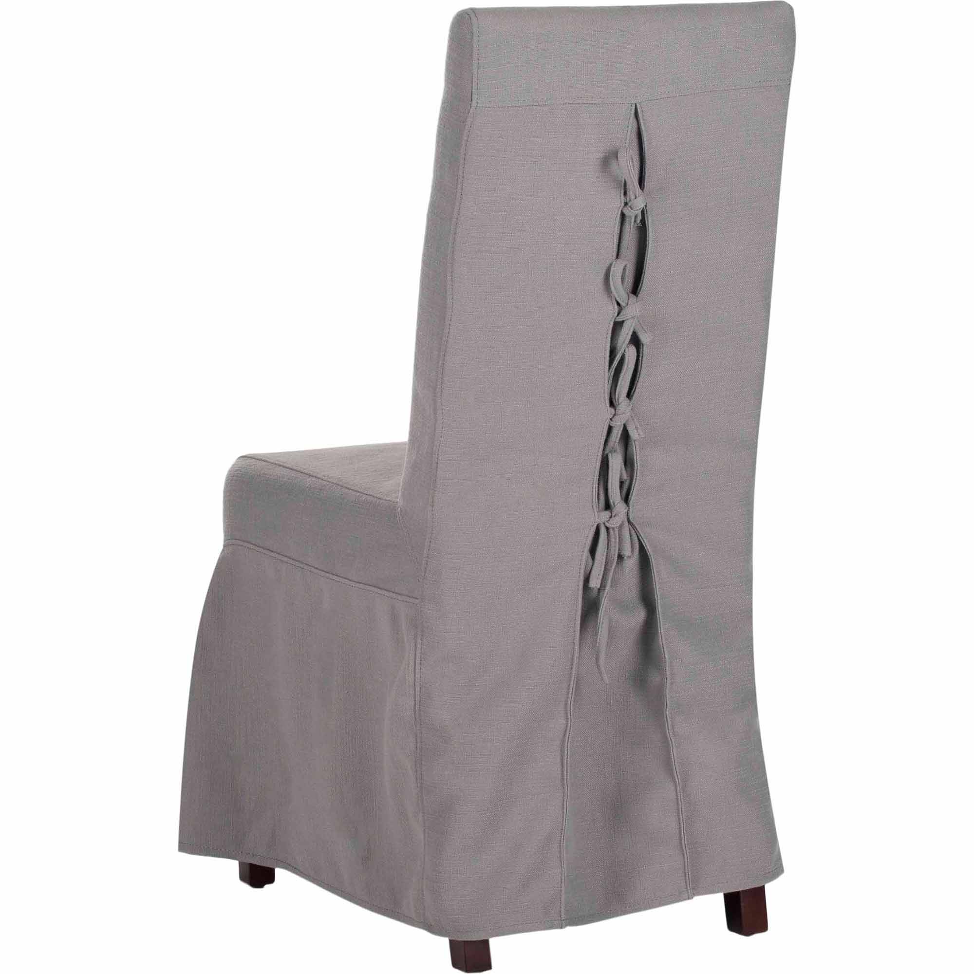 SAFAVIEH Adrianna 19''H Upholstered Rustic Slipcover Chair, Arctic Grey, Set of 2