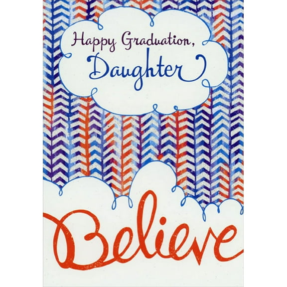 Designer Greetings Believe Cloud : Colorful Sparkling Chevrons Graduation Congratulations Card for Daughter