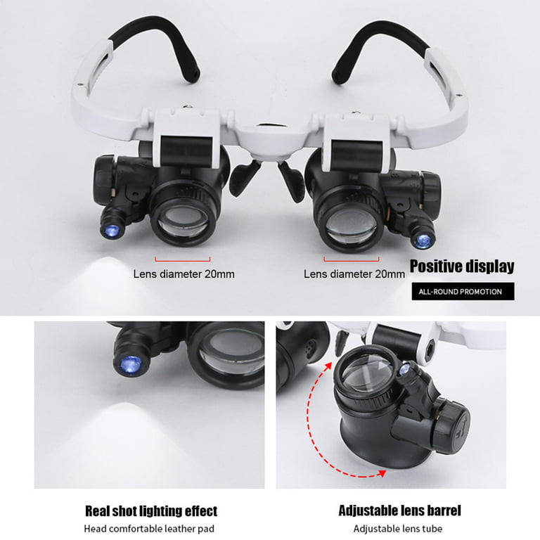 5X,8X,13X,20X,25X,28X Multi Power Lupa Head Magnifying Glass with 1 LED +3  Lenses - AliExpress