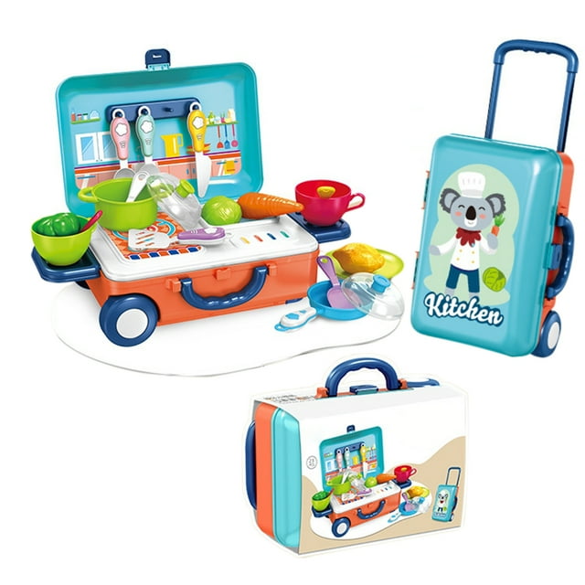 Ensemble de 23 Pcs Valise Jouet de Cuisine Éducatif Cuisine Jeu d'Imitation Pile de Cuisine Ensemble de Jeu